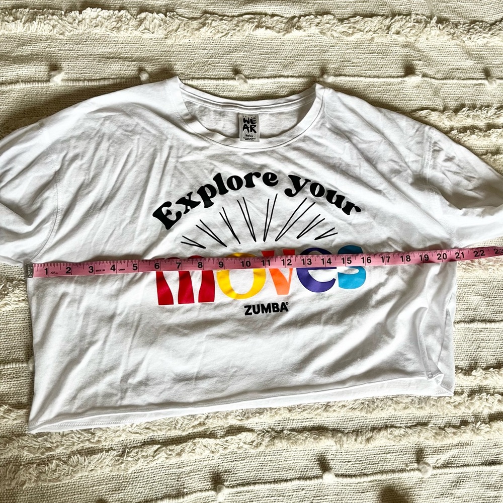 Zumba Fitness Explore Boxy Crop Top With Raw Edges Wear It Out White small - Picture 7 of 8